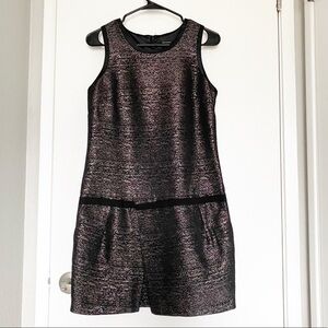 CLUB Monaco black silver shimmer drop waist dress